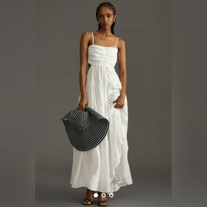 Anthropologie White Maxi Dress with Spaghetti Straps